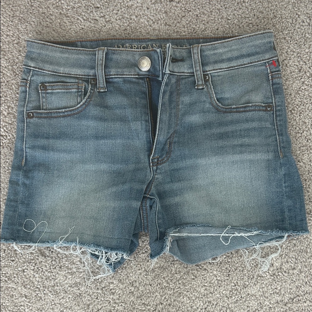 American Eagle Outfitters Women's Distressed Blue Jean Shorts